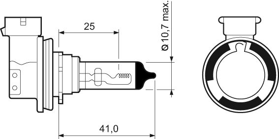 крушка с нагреваема жичка, фар за дълги светлини VALEO