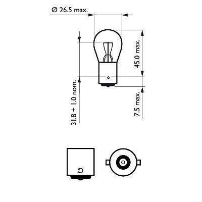 крушка с нагреваема жичка, стоп светлини/габарити PHILIPS